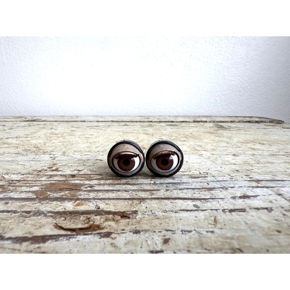 Vintage Doll Sleep Eyes: Brown Moving Eyes,‎ Metal Backs - Size 13